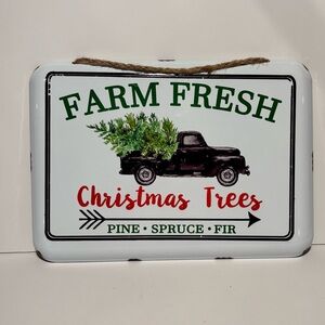 Farm Fresh Christmas Trees Hanging Rustic Metal Sign NEW 12" X 9"